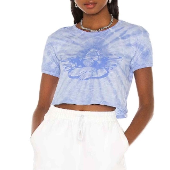 Boys Lie Tops - Boys Lie Lady Butterfly Blue Tie Dye With Love Cropped Tee Size M
